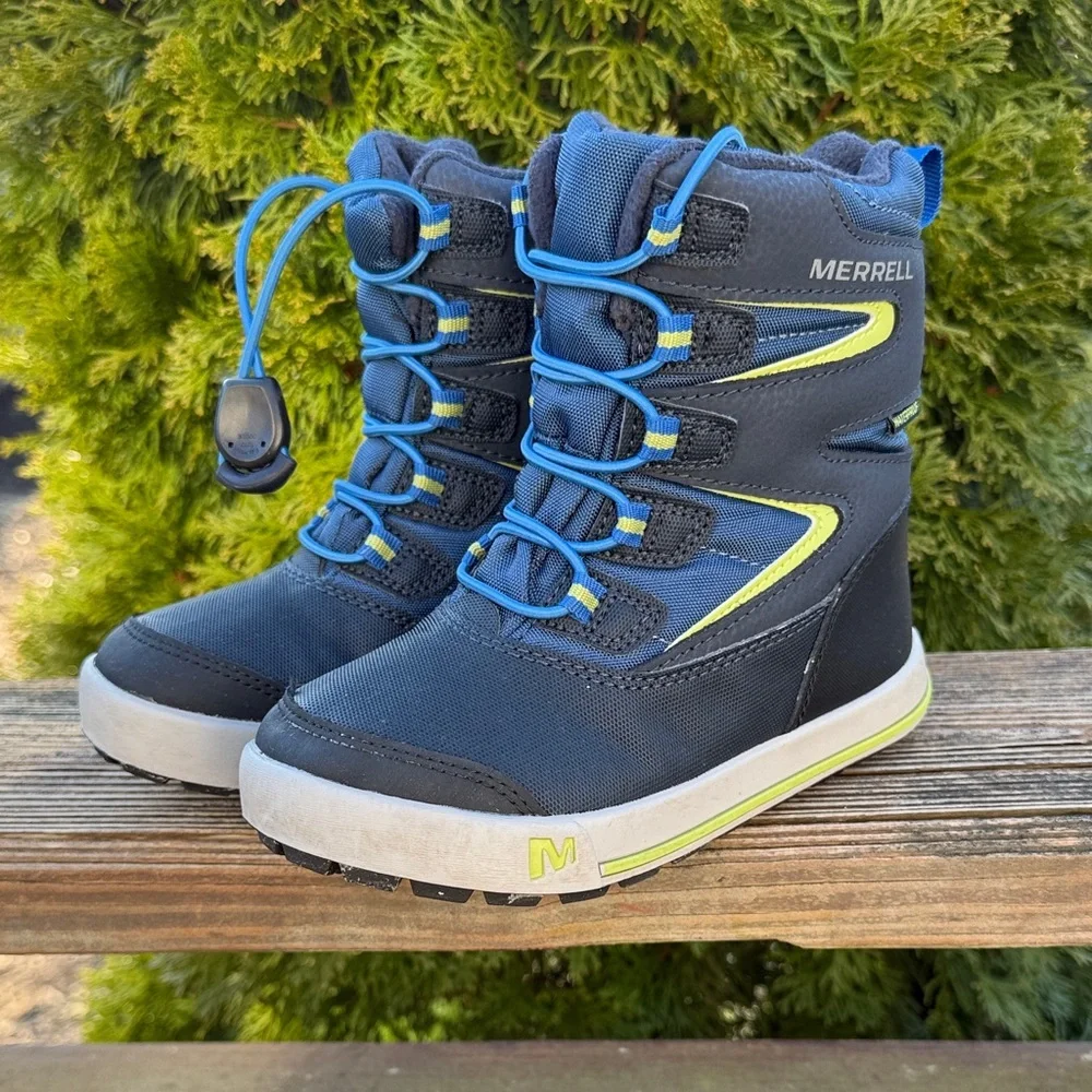 Merrell Kids Navy with Lime Accent Winter Boots size 12